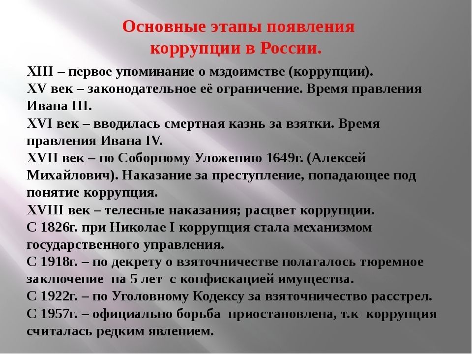Появление коррупции в России